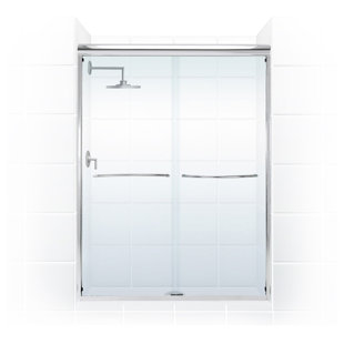 COASTAL SHOWER DOORS Paragon Series 60'' - 60'' W x 76'' H Sliding Frameless Shower Door with Clear Glass