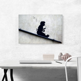 ARTCANVAS " Bubble Girl " by Banksy Painting Print