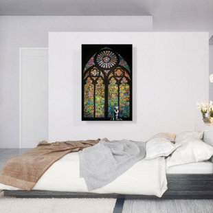 ARTCANVAS " Graffiti Stained Glass " by Banksy Painting Print