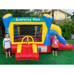 HULLABALLOO SALES Hullaballoo Learning Club Commercial Inflatable Bounce House with Slide and Air Blower