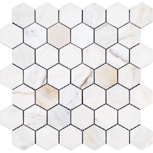 BELLUNO DESIGNS Calacatta Gold 2" x 2" Marble Honeycomb Mosaic Wall & Floor Tile