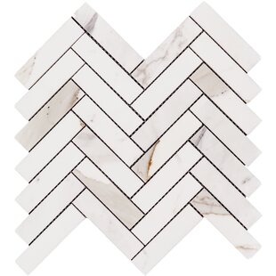 BELLUNO DESIGNS Calacatta Gold 1" x 4" Marble Herringbone/Chevron Mosaic Wall & Floor Tile