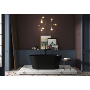 AKDY 53.9 In. Acrylic Double Ended Flatbottom Freestanding Bathtub In Matte Black