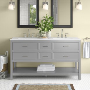 BREAKWATER BAY Giancarlo 60'' Double Bathroom Vanity with Engineered Marble Top