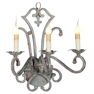ELLAHOME Italian Wrought Iron Candle Wall Light (Set of 2)