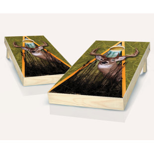 AJJ CORNHOLE 2' x 4' Deer Solid Wood Cornhole Set with Bags