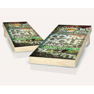 AJJ CORNHOLE 2' x 4' Fan Addict Solid Wood Cornhole Set with Bags