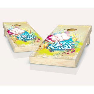 AJJ CORNHOLE 2' x 4' Toss Up Throw Down Solid Wood Cornhole Set with Bags