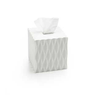 ROSELLI TRADING COMPANY Wave White Tissue Box Cover