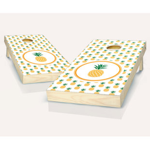 AJJ CORNHOLE 24" x 48" Pineapple Solid Wood Cornhole Sets with Bags