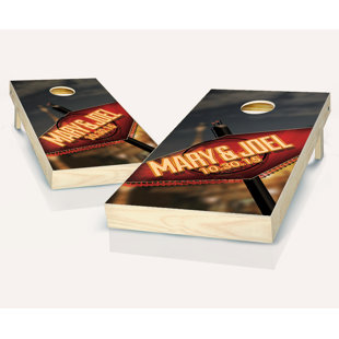 AJJ CORNHOLE 2' x 4' Wedding Neon Sign Cornhole Set with Bags