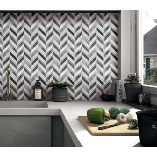 BELLUNO DESIGNS Stella 1" x 3" Chevron Metal Marble Mosaic Wall Tile