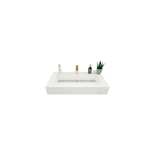 Brayden Studio® Akeya 19.5'' High Gloss White Acrylic Rectangular Bathroom Sink with Overflow