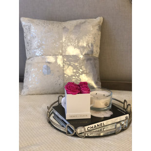 NOORI RUG Ashen Square Cowhide Foil Pillow Cover & Insert
