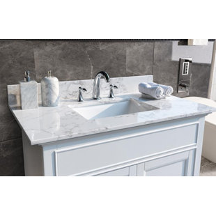 SOMUBI 37" Single Bathroom Vanity Top in Carrara White with Sink