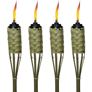 TIKI BRAND TIKI® Brand Weather Resistant Coated 4-Pack 57 Inch TIKI Torch Bamboo Classic Weave Brown - 112011368 (Set of 4)