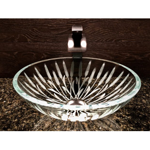 Elegant Glass Engraving Studio 16.5'' Clear Glass Circular Bathroom Sink