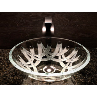 Elegant Glass Engraving Studio 16.5'' Clear Glass Circular Bathroom Sink