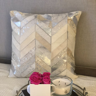 NOORI RUG Ashen Square Cowhide Foil Pillow Cover & Insert