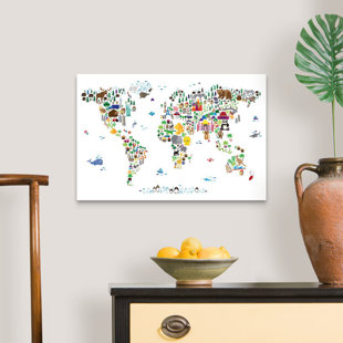 GREAT BIG CANVAS 'Animal Map of the World Print