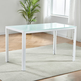 ORREN ELLIS Reiner Glass Top Metal Base Dining Table