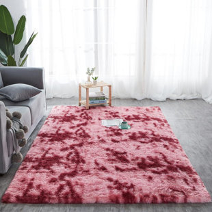 17 STORIES Chala Solid Colour Machine Woven Pink Area Rug