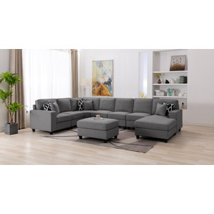 EBERN DESIGNS McCurtain 149.5" Wide Right Hand Facing Modular Sectional with Ottoman