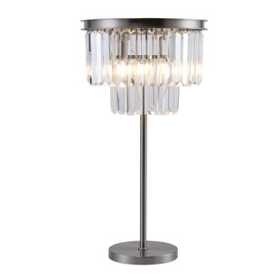 DECOMUST Luxe Industrial Bling Bling Iron Frame Glass Fringe Table Lamp