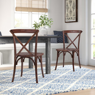 MISTANA™ Norma Stackable Wood Cross Back Dining Chair (Set of 2)