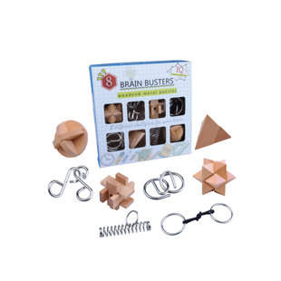 FIXTUREDISPLAYS Brain Massage Puzzle 20 Pieces Unlocking Interlocking Game Iq Test Wooden Toy 3D Unlocking