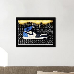 HATCHER & ETHAN Dripping In Gold Sneakers by Hatcher and Ethan - Picture Frame Graphic Art Print on Paper