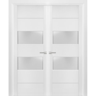 SARTODOORS Lucia Frosted Glass Wood French White Doors