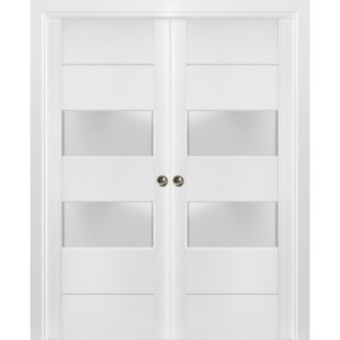 SARTODOORS Lucia Frosted Glass Wood French White Doors