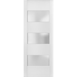 SARTODOORS Lucia Frosted Glass Wood Standard White Door Slab