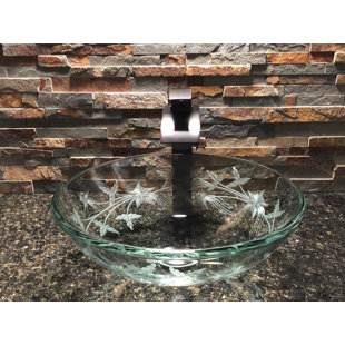 Elegant Glass Engraving Studio 16.5'' Clear Glass Circular Bathroom Sink