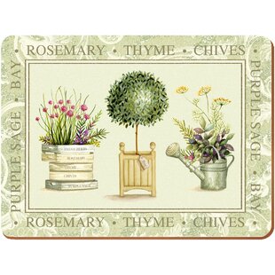 CREATIVE TOPS Topiary Cork Floral Rectangle Placemat (Set of 4)