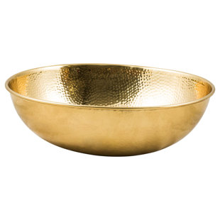 World Menagerie Kalama 440mm L 350mm W Gold Copper Oval Countertop Basin Bathroom Sink