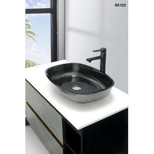 Modetti USA LLC 15.5'' Black Tempered Glass Rectangular Bathroom Sink