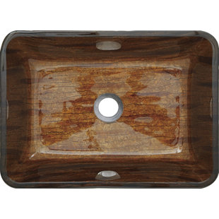 Modetti USA LLC 14.5'' Brown Tempered Glass Rectangular Bathroom Sink