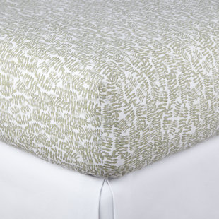 PEACOCK ALLEY Fern 200 Thread Count Geometric 100% Cotton Percale Fitted Sheet