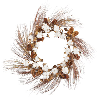MUD PIE™ Veranda Preserved Cotton 28'' Wreath