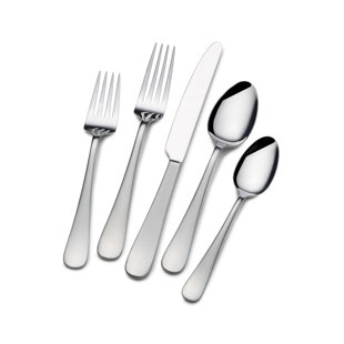 Gourmet Basics by Mikasa Satin Symmetry 42 Piece Flatware Set, Service for 8