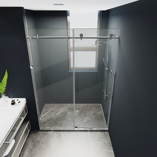 SYMPLE STUFF Deavers 56'' - 60'' W x 76'' H Single Sliding Frameless Shower Door with Clear Glass