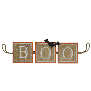 NORTHLIGHT SEASONAL 27.5" Beige and Orange BOO Halloween Hanging Banner
