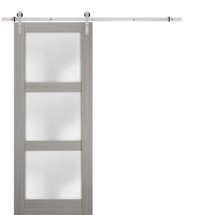 SARTODOORS Lucia Frosted Glass Barn Door with Installation Hardware Kit