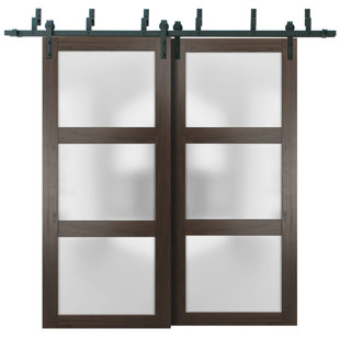 SARTODOORS Lucia Frosted Glass Barn Doors with Installation Hardware Kit