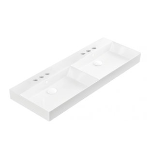 WS Bath Collections Energy 17.9'' White Ceramic Rectangular Bathroom Sink with Overflow