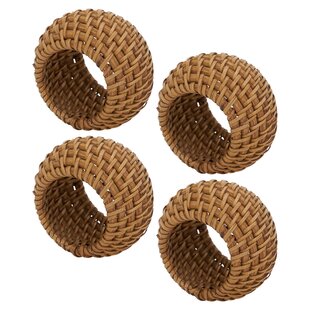 SARO Avignon Rattan Napkin Ring (Set of 4)