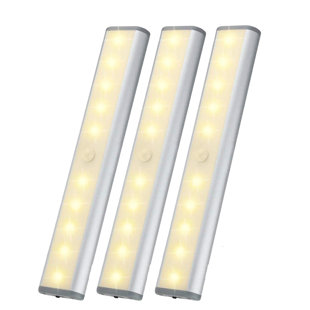 LEPOTEC Wireless Rechargeable Motion Sensor Cabinet Lights 10 LED Warm White (Set of 3)