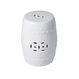 PATIOSENSE Patio Sense Double Medallion Ceramic Garden Stool Table, Perfect As Plant Pedestals - Optic White